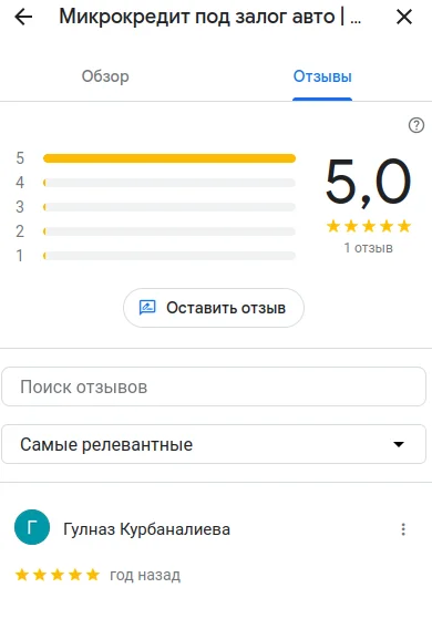 Анализ отзывов Автоломбард «R-Finance» в Шимкенте на google maps